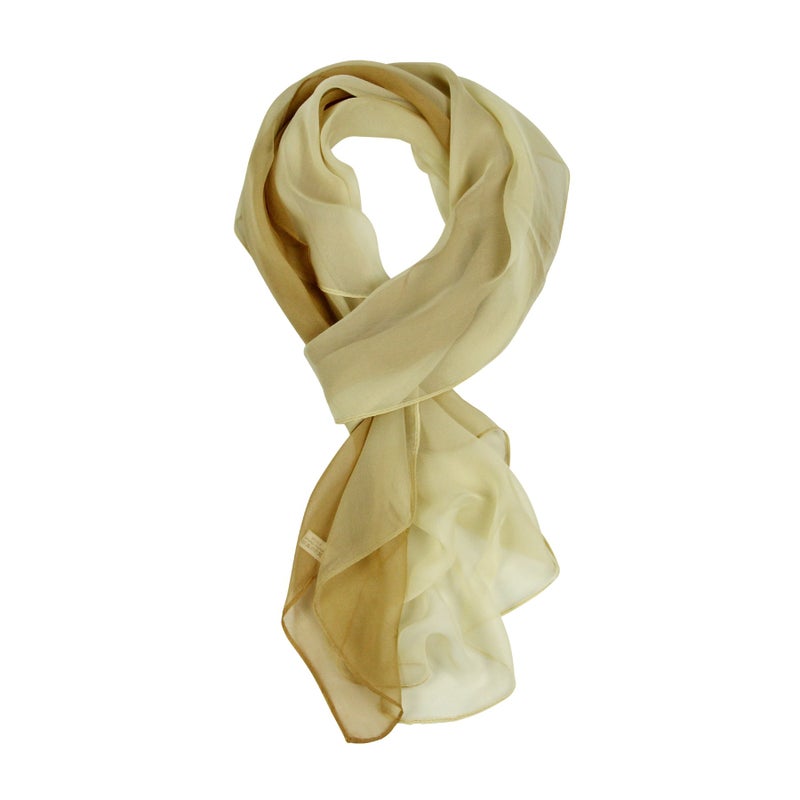 PANTONIGHT Long Chiffon Sheer Scarf Gradient - Pantonight Beige Shaded Colors Lightweight Scarf For Womens (Color 090) - Image 1
